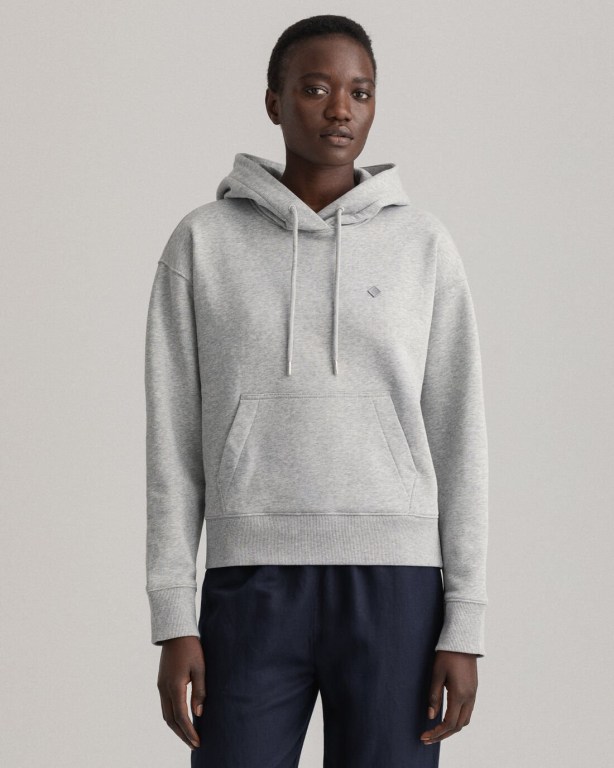 Gant Icon G Essential Women's Hoodies Light Grey | KKgRKbEQ7td