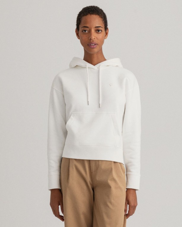 Gant Icon G Essential Women's Hoodies White | Rjp6O0NF45a