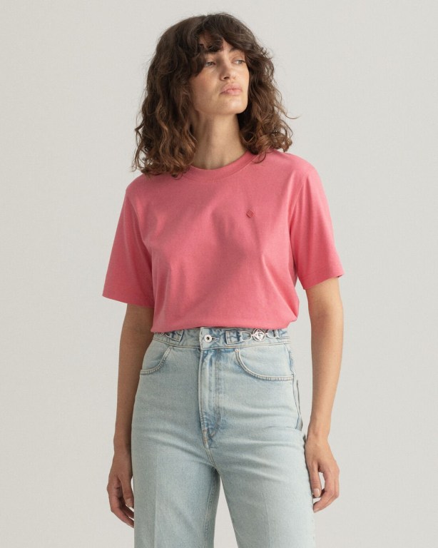 Gant Icon G Essential Women's T-shirts Rose | tlxvEMl8Zfr