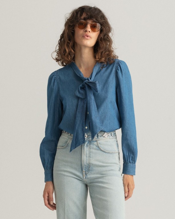 Gant Indigo Bow Women's Shirts Indigo | yFw1Md8iSXa