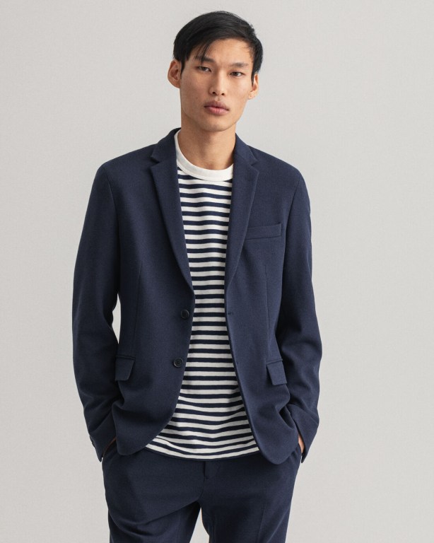 Gant Jersey Suit Men's Blazers Blue | wRiYrFoVYGy