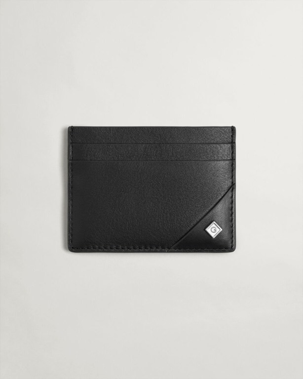 Gant Leather Cardholder Men's Bags Black | 4vh1HOp00nd