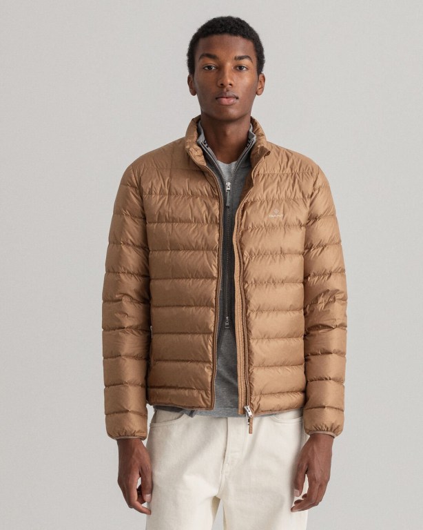 Gant Light Men's Down Jackets Brown | HsOoHJEJqMK