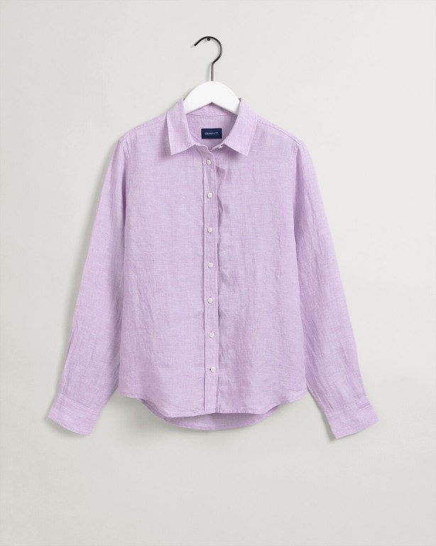 Gant Linen Chambray Women's Shirts Purple | bykRiFgq4w0