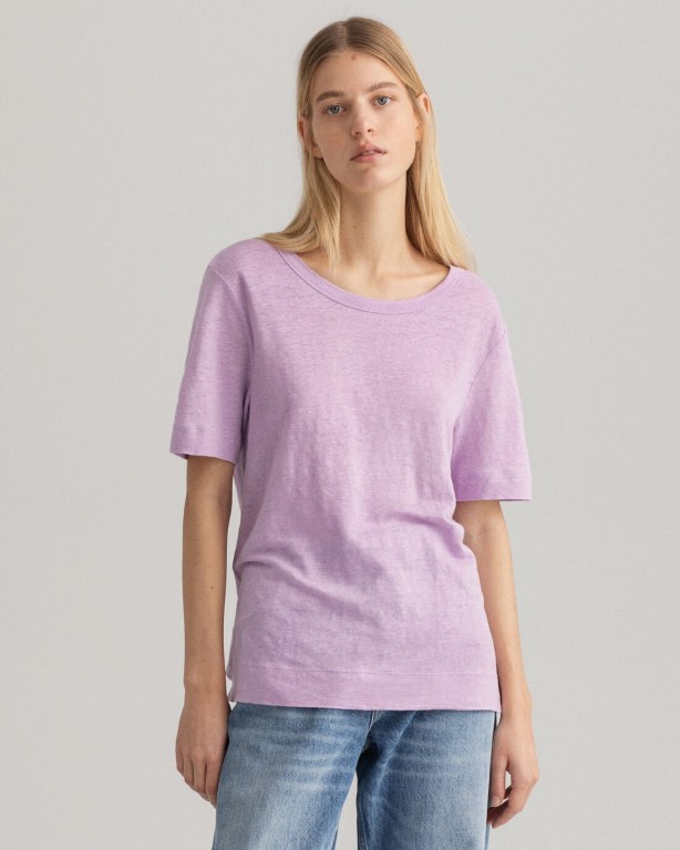 Gant Linen Women's T-shirts Purple | bxzc1TSf8mZ