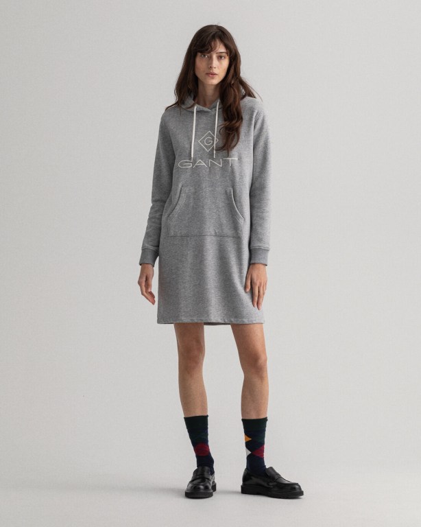 Gant Logo Hoodie Women's Dresses Grey | BBkmhfafZj9