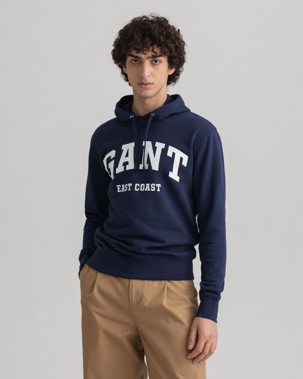 Gant Logo Men's Hoodies Blue | BMAtldYCF0u