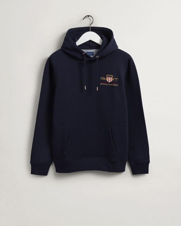 Gant Medium Archive Shield Men's Hoodies Blue | 7sOwhOpY1jn