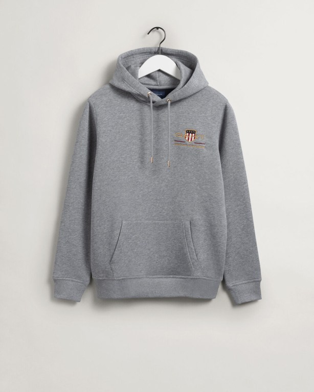 Gant Medium Archive Shield Men's Hoodies Grey | IGgFMXJrWTz