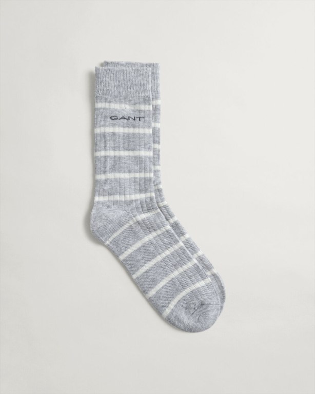 Gant Melange Breton Stripe Women's Socks Light Grey | E9lOlsXksUW