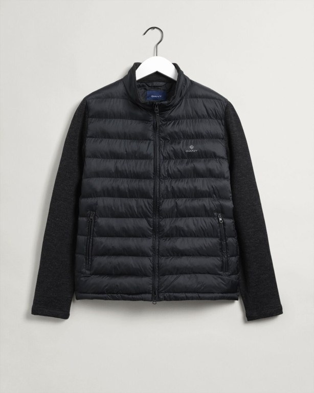 Gant Mixed Media Light Padded Men's Down Jackets Black | kwx7GUN2EoN