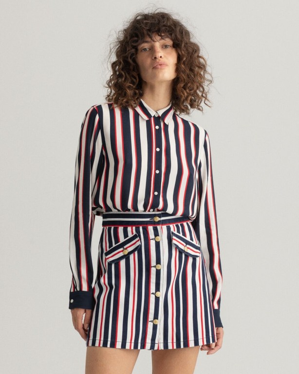 Gant Multi Stripe Women's Shirts Blue | cHDaJpbulpV