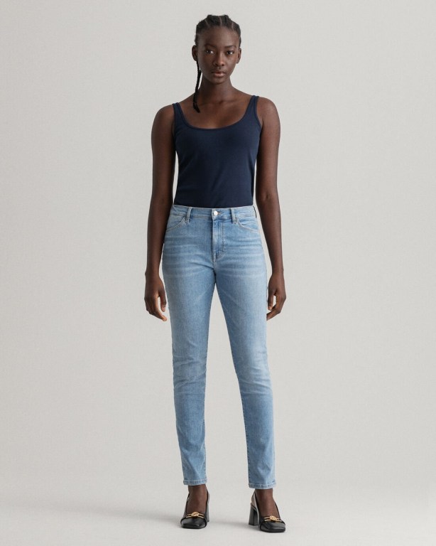 Gant Nella Skinny Indigo Travel Women's Jeans Light Blue | LugNhqux5ab