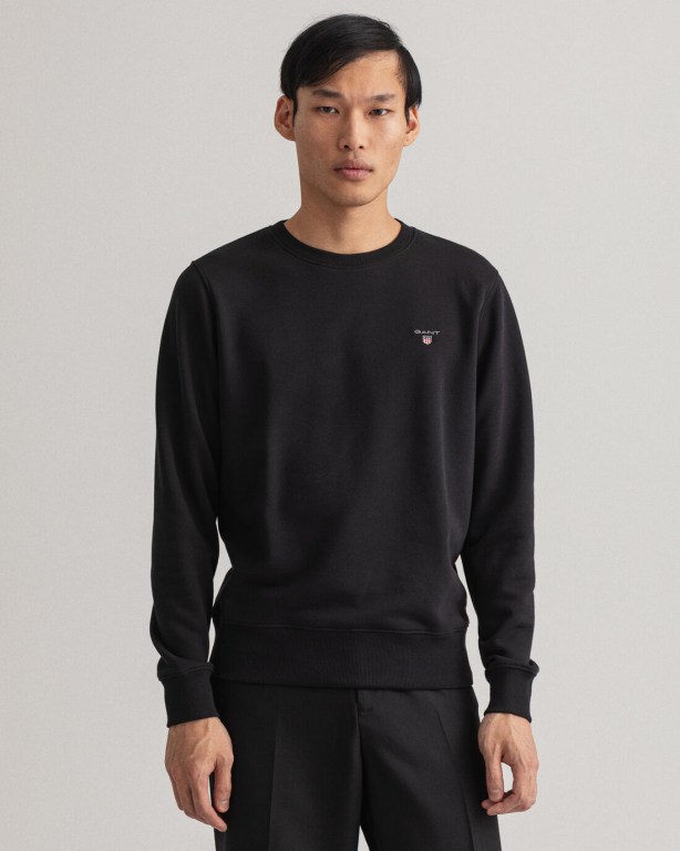 Gant Original Crew Neck Sweater Men's Sweatshirts Black | oiWpuwJsjPw