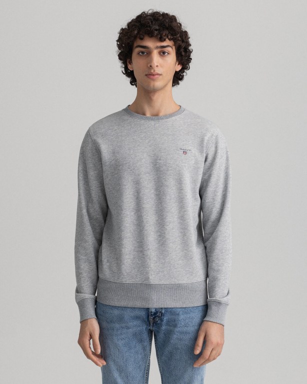 Gant Original Crew Neck Sweater Men's Sweatshirts Grey | zDliR3QYfZ8