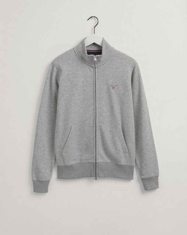 Gant Original Full-Zip Cardigan Men's Full Zip Sweatshirts Grey | PMIQojCkARa