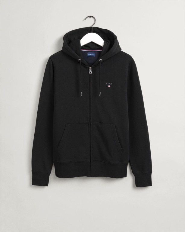 Gant Original Full-Zip Men's Hoodies Black | qFrkrgkrnKE