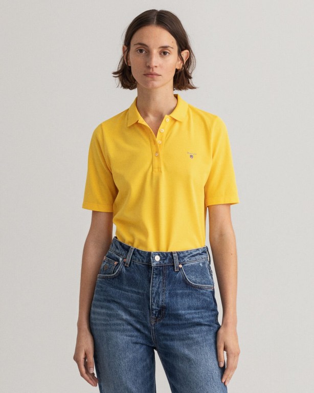 Gant Original Long-Short Sleeve Piqué Women's Polos Yellow | 2inDaroBAb3