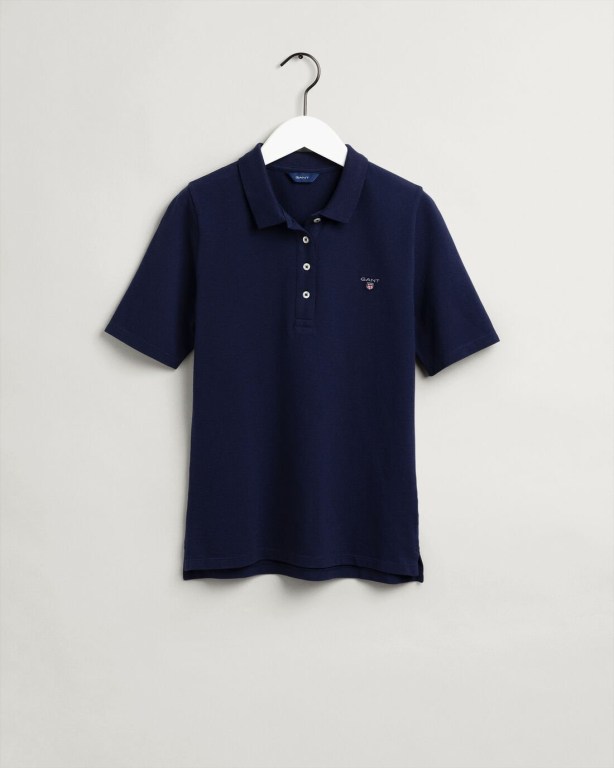 Gant Original Long-Short Sleeve Piqué Women's Polos Blue | Gz2NPNnNVEH