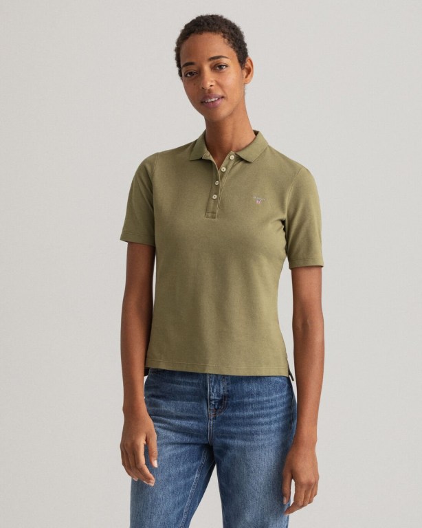 Gant Original Long-Short Sleeve Piqué Women's Polos Green | hgCC0vGW0lx