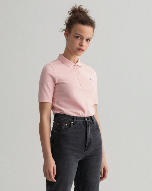 Gant Original Long-Short Sleeve Piqué Women's Polos Pink | mBggNWsYesO