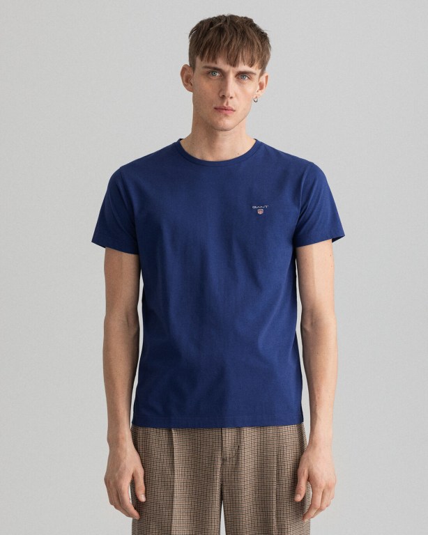 Gant Original Men's T-shirts Blue | NlvJYoK2Vev