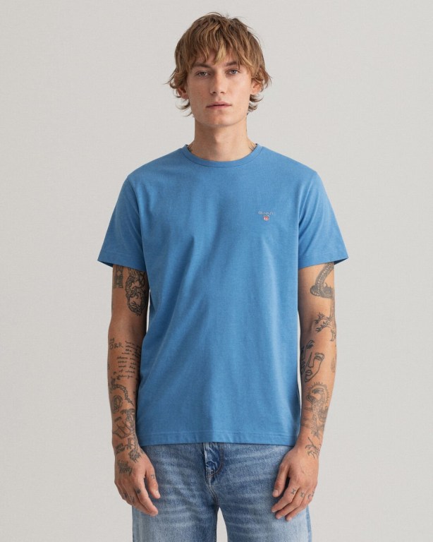 Gant Original Men's T-shirts Blue | zJ3ryjSXFm8