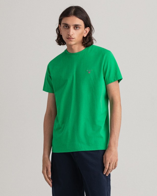 Gant Original Men's T-shirts Green | 1AMQ2viYM5w