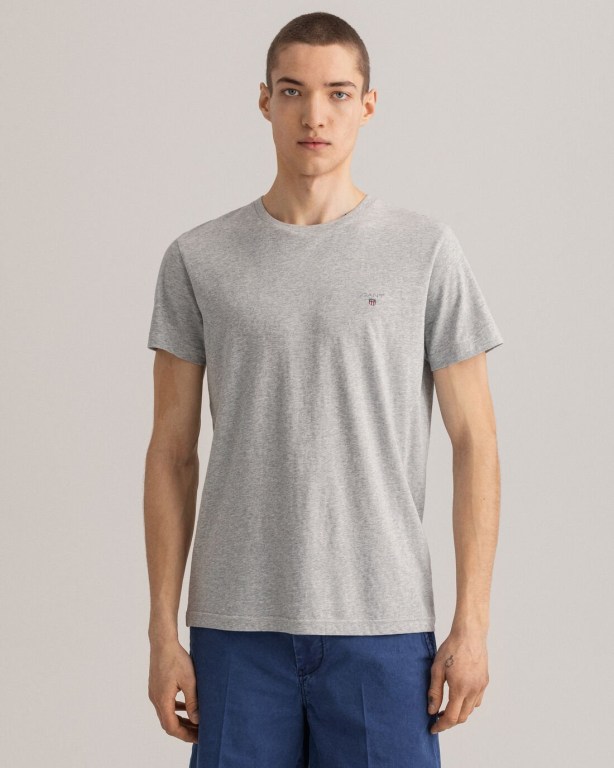 Gant Original Men's T-shirts Light Grey | 4zTcZTA0vkN