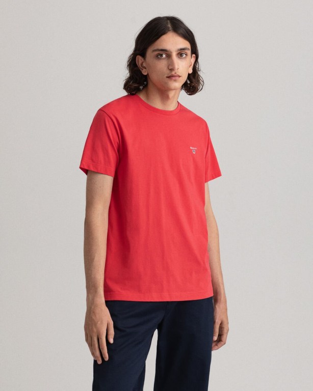 Gant Original Men's T-shirts Pink | YT5VnZf76ba