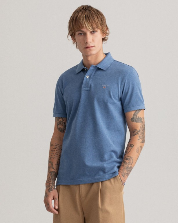 Gant Original Piqué Men's Polo Shirts Blue | 0wiusLoTcok