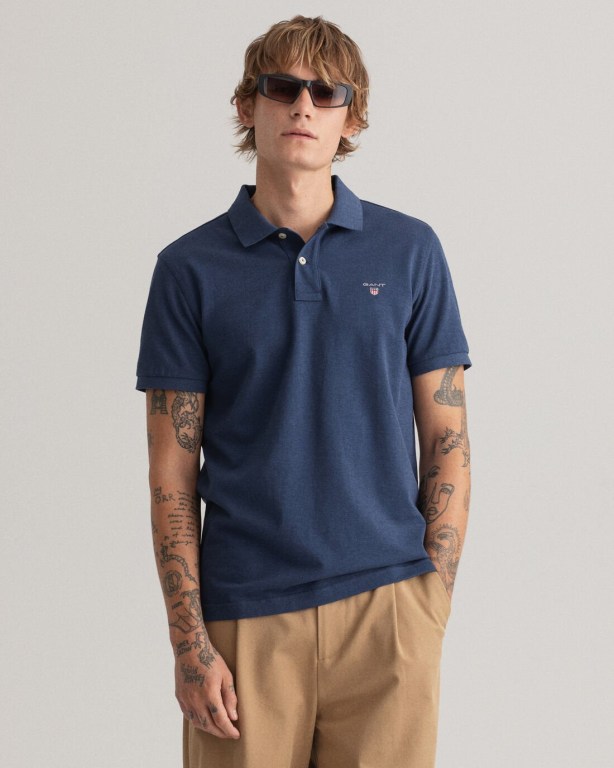 Gant Original Piqué Men's Polo Shirts Dark Blue | lVnSgWlhOuz