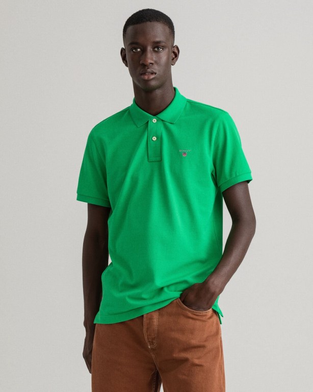 Gant Original Piqué Men's Polo Shirts Green | lyxw72V3ArW