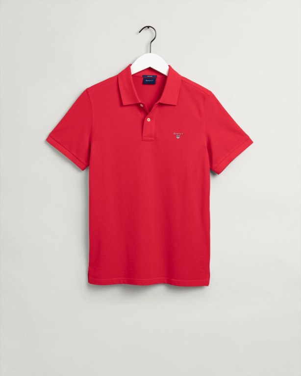 Gant Original Piqué Men's Polo Shirts Light Red | IA3frSfW1tQ