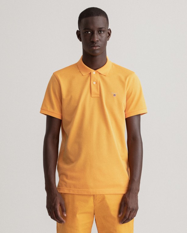 Gant Original Piqué Men's Polo Shirts Orange | l0dKeWtfxRB