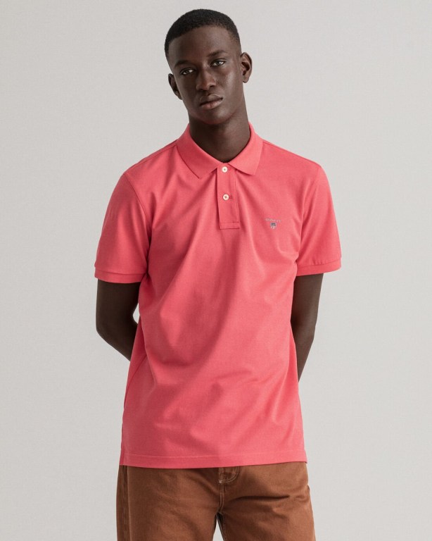 Gant Original Piqué Men's Polo Shirts Pink | 0DevZkSxG7e