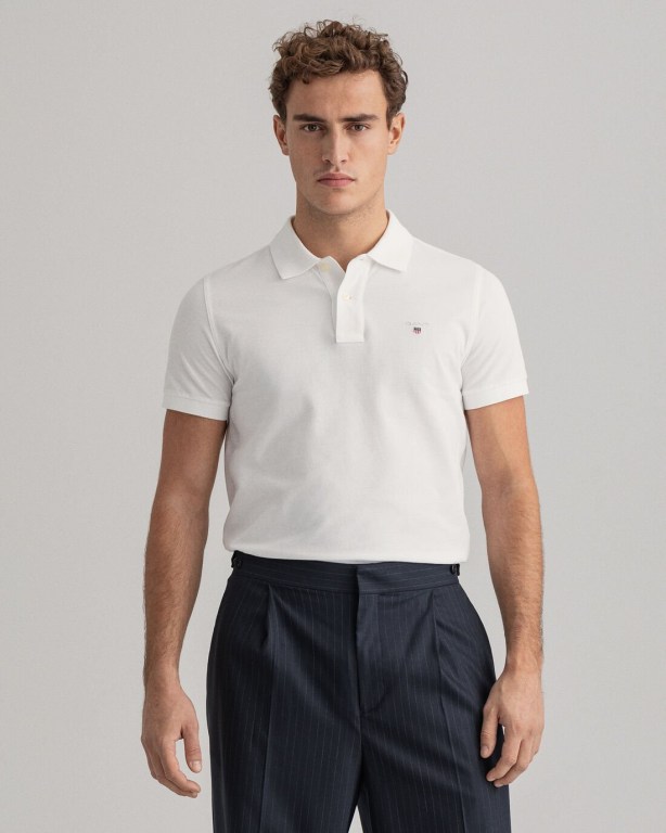 Gant Original Piqué Men's Polo Shirts White | Q6NUk7701hm