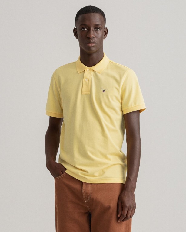 Gant Original Piqué Men's Polo Shirts Yellow | Bkk5LRrcsta