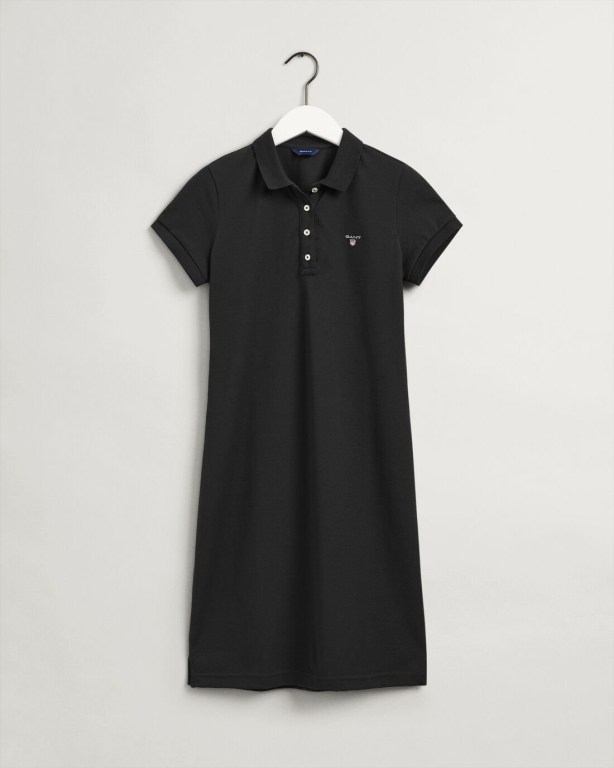 Gant Original Piqué Polo Women's Dresses Black | JIksVfXHTZv