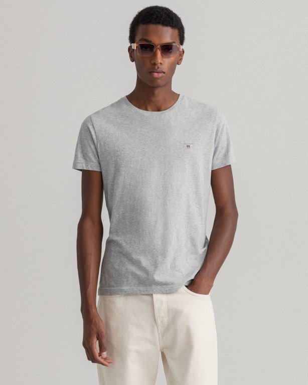 Gant Original Slim Fit Men's T-shirts Light Grey | aJqNZBNFN4w