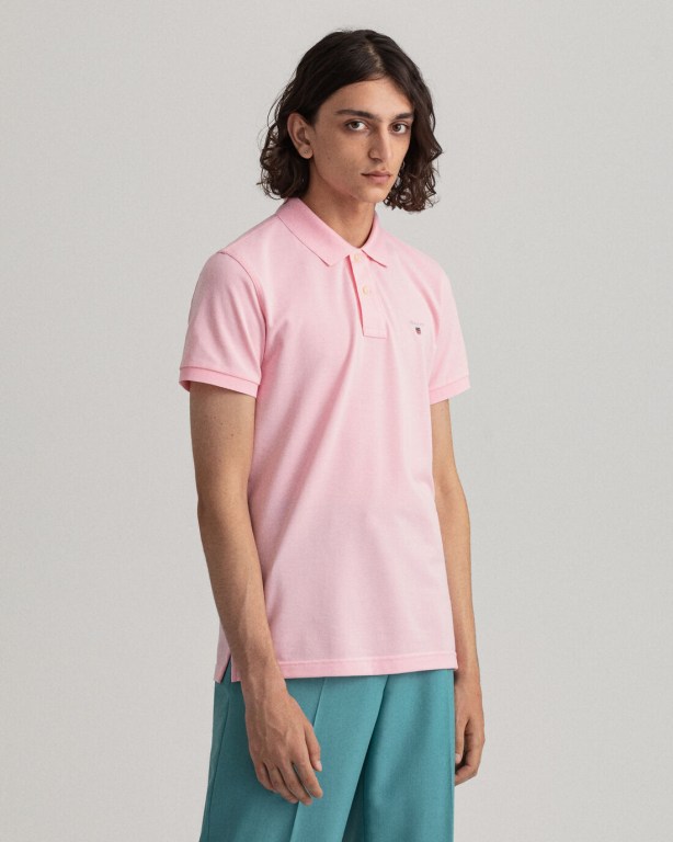 Gant Original Slim Fit Piqué Men's Polo Shirts Pink | uxYz8i1g5tM