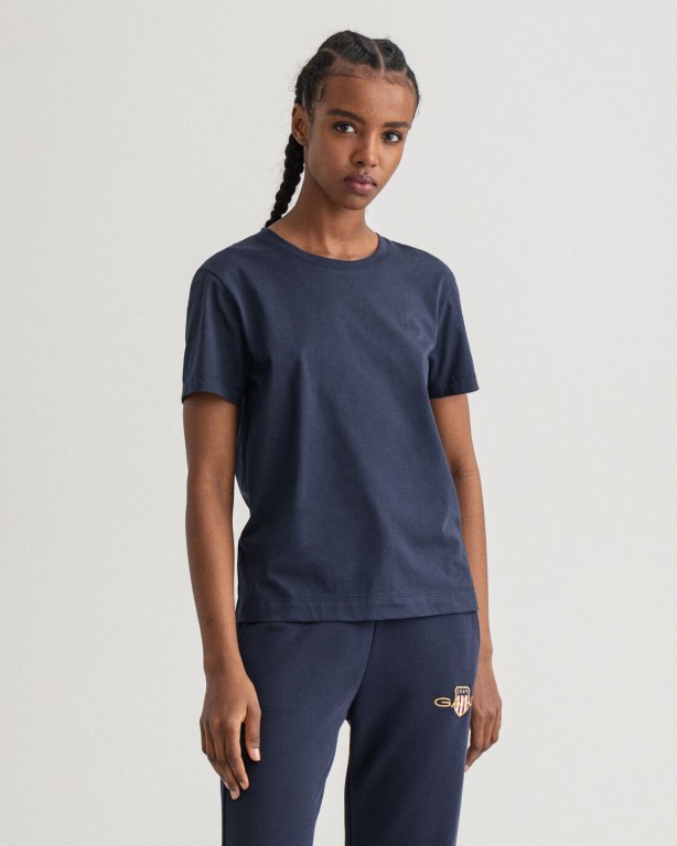 Gant Original Women's T-shirts Blue | 4TTNOD5GKYj