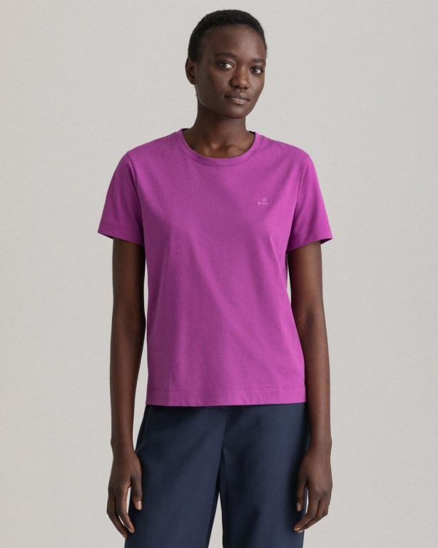 Gant Original Women's T-shirts Purple | BZ6Ji2TJJID