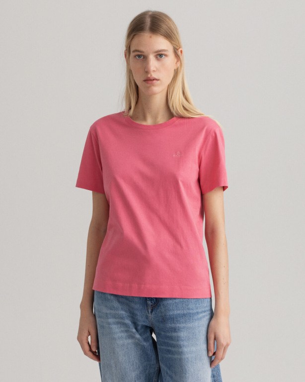 Gant Original Women's T-shirts Rose | JVJxNOq6Sbl