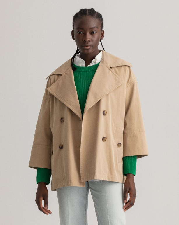 Gant Oversized Cotton Women's Jackets Dark Khaki | rokxDiHYIlH