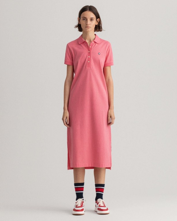 Gant Piqué Polo Women's Dresses Rose | kWXgKKlPkM8