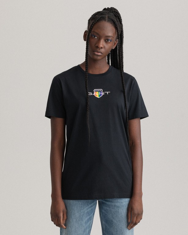 Gant Pride Men's T-shirts Black | Av8Ed0mtTpY