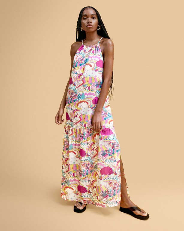 Gant Printed Strap Maxi Women's Dresses White | rzrYILvpAar