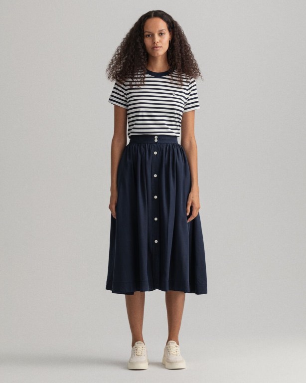 Gant Pure Prep Lyocell Women's Skirts Blue | jq7KOPaJOHg