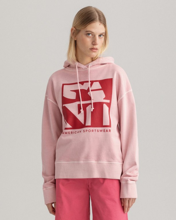 Gant Quadrat Logo Women's Hoodies Pink | U7fip4o72DE